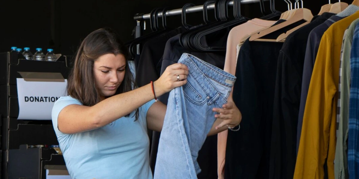 Woman checking clothes